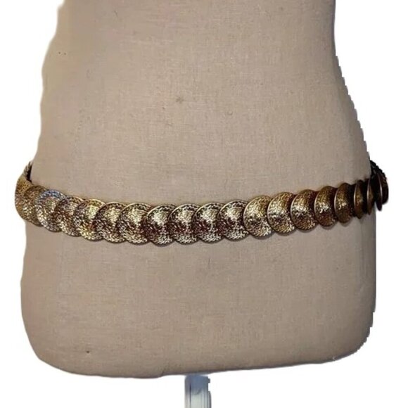 Vintage Metal Gold Coin Stretch Belt Disco Boho Festival Tribal